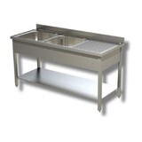 thumbnail of Lavello 140x70x85 acciaio inox 430 su gambe ripiano cucina ristorante RS4751