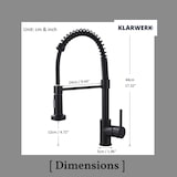 thumbnail of KLARWERK® Bernd | Gastronomie Küchenarmatur Schwarz mit Feder | Flex Edelstahl Wasserhahn Küche | Mischbatterie 360° drehbar | Hochdruck 2 Anschlüsse