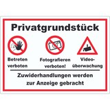 thumbnail of Privatgrundstück Betreten Fotografieren verboten Videoüberwachung Aufkleber A6 (105x148mm)
