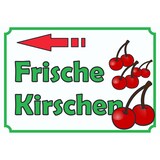 thumbnail of Verkaufsschild Schild Frische Kirschen zu verkaufen mit Pfeil nach links A0 (841x1189mm)