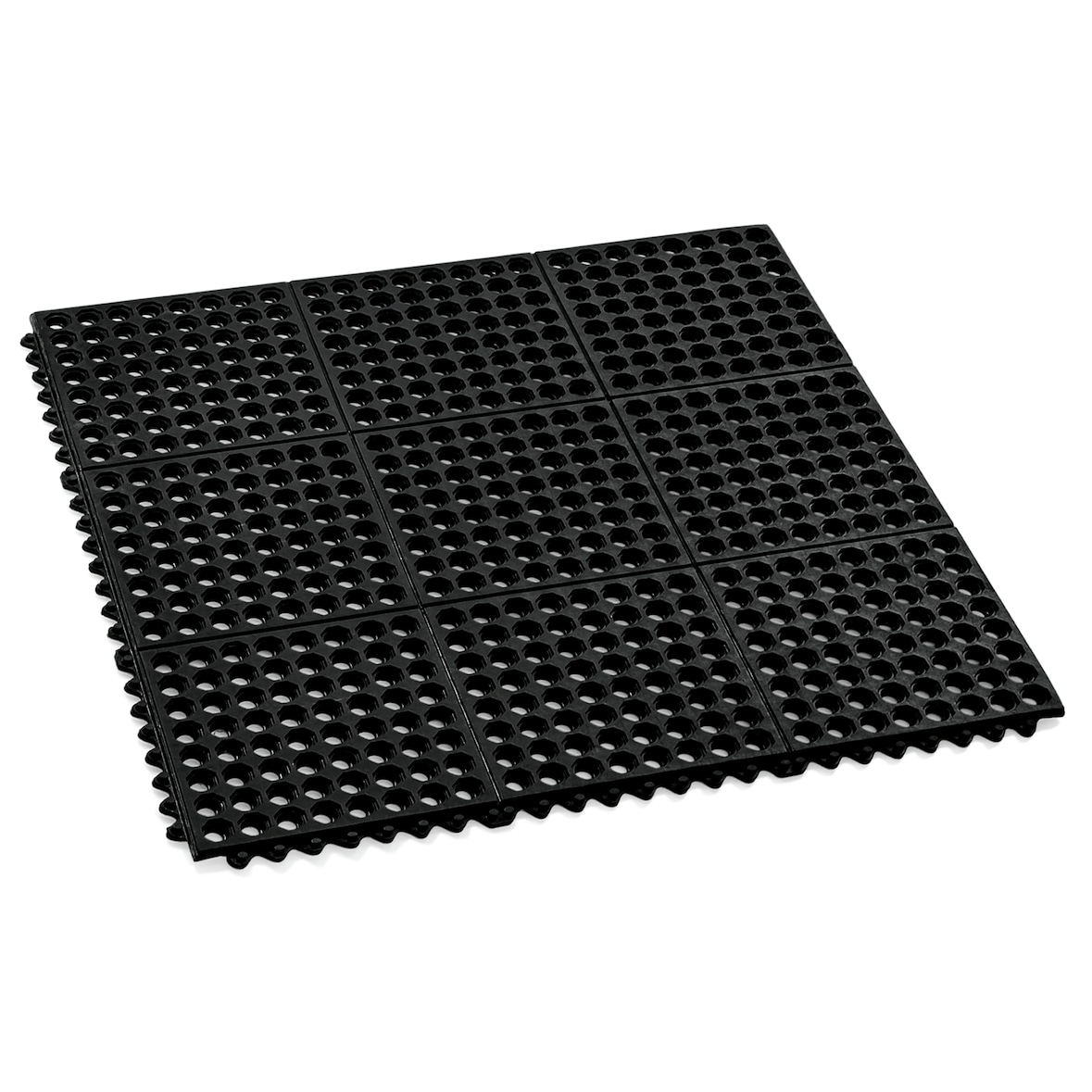WAS Germany - Fußbodenmatten System, Klick-System, 91,5 x  91,5 x 1,2 cm, schwarz, perforiert, Gummi