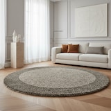 thumbnail of Teppich Wohnzimmer Hochflor Bordüre Weich Flauschig Waschbar Strapazierfähig Schlafzimmer Rund Taupe 160x160 cm – RHEIN von Kadima Design
