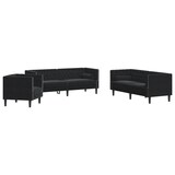 thumbnail of vidaXL 3-tlg. Chesterfield-Sofa-Set mit Nackenrollen Schwarz Samt