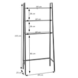 thumbnail of Scaffale da parete 3 ripiani portaoggetti lavatrice bagno HWC-K82 155x64x25cm ferro verniciato legno grigio marrone