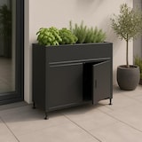 thumbnail of HWC-O85, floreira com canteiro elevado de metal, espaço de arrumação, metal 33kg 91x101x51cm ~ antracite