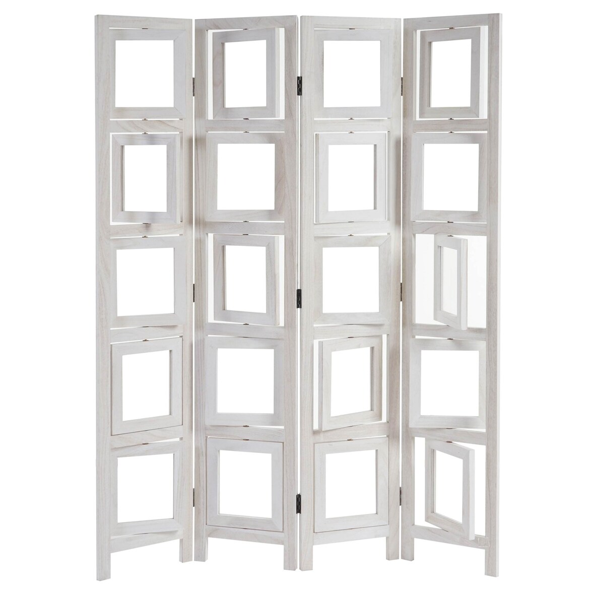 Biombo galería de fotos II, separador de ambientes, biombo privacidad, 160x125cm ~ blanco