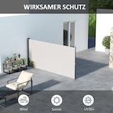 thumbnail of Seitenmarkise Metall & Polyester Hellgrau 300x140 cm, ausziehbar, UV30+ Sicht- und Windschutz