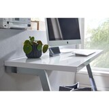 thumbnail of Schreibtisch 120x55x76 cm Hochglanz Weiß / Silber PC-Tisch mit Metallbeine, Design Computertisch, Home-Office Bürotisch, Konsolentisch