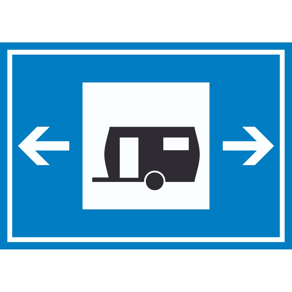 Wohnwagen links rechts Symbol Schild A3 Rückseite selbstklebend