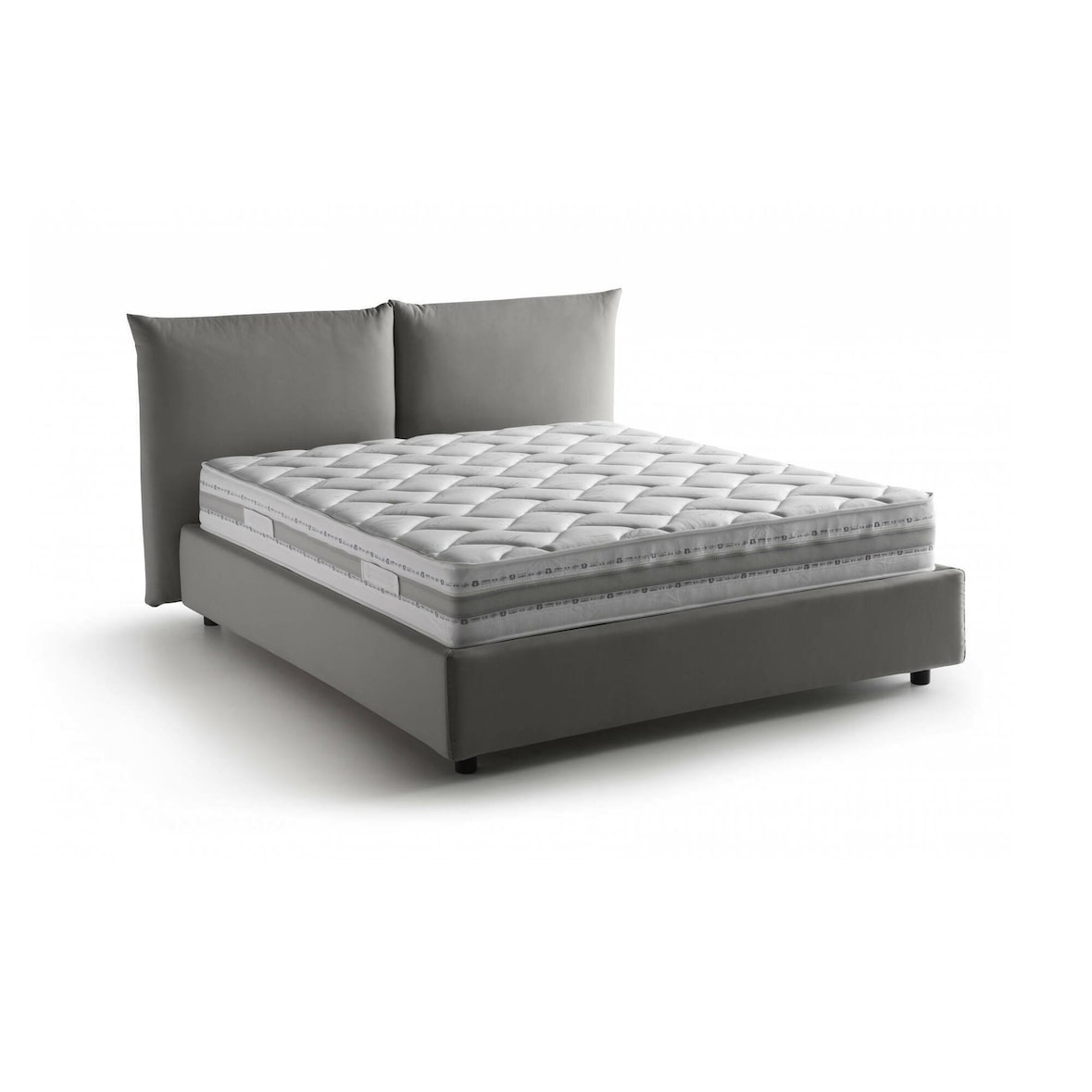 Dmora Letto matrimoniale Cristyn, Letto contenitore con rivestimento in tessuto, 100% Made in Italy, con materasso Cm 160x200 incluso, Grigio