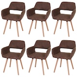 thumbnail of Juego de 6 sillas de comedor HWC-A50 II, silla de cocina, diseño retro años 50 ~ textil, vintage marrón, patas claras