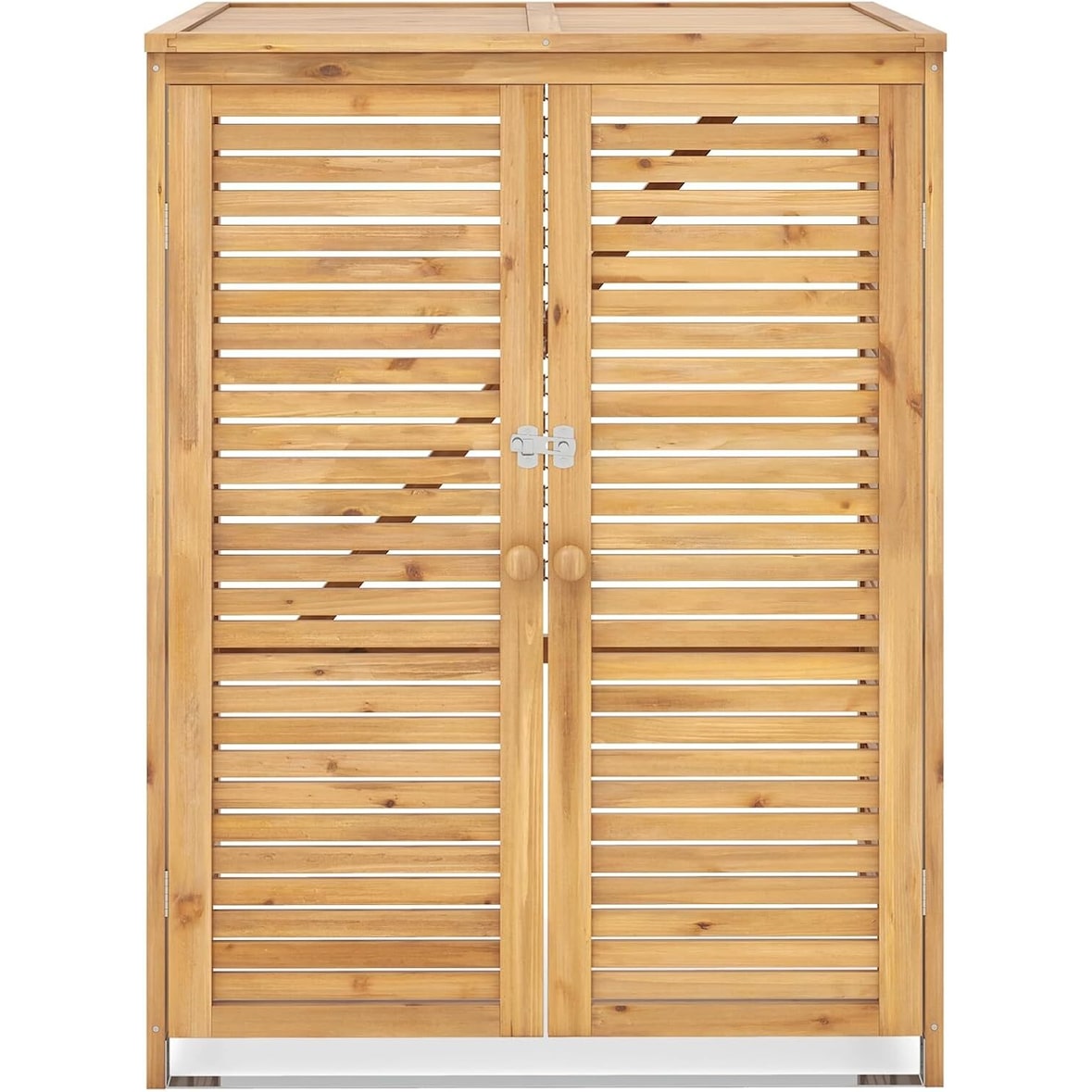 COSTWAY Casetta per Bidone della Spazzatura in Legno per Bidone da 120 L, Copribidone con Anta e Coperchio