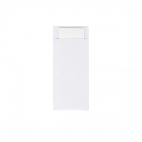 Sovie HORECA Papierbestecktaschen in Weiss mit Tissue-Serviette in Weiß, 20 cm x 8,5 cm - 500 Stück