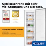 thumbnail of Exquisit Gefrierschrank gross, 204l Nutzinhalt, Nofrost, Alarmfunktion, 4-Sterne-Gefrieren, 4 Schubladen, Abtauautomatik GS5271-NF-H-040E inoxlook