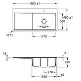 thumbnail of Villeroy&Boch Spülbecken, Küchenspüle Subway Style 60 flat Fossil 980x490mm, Unterschrankbreite 60cm