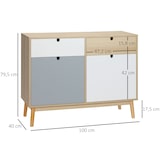 thumbnail of Aparador Auxiliar de Salón con 2 Armarios Cerrados y 2 Cajones Patas Elevadas de Madera de Pino para Cocina Dormitorio 100x40x79,5 cm