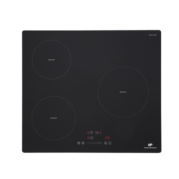 Plaque induction 3 foyers   6200W- 3 timers - 3 boosters - noir usage non-intensif CONTINENTAL EDISON