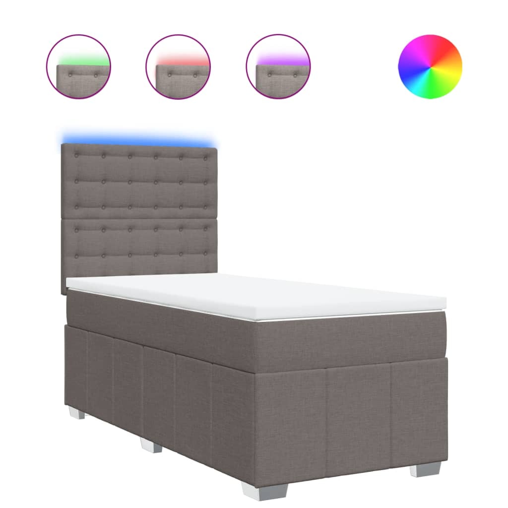 vidaXL Boxspringbett mit Matratze Taupe 100x200 cm Stoff