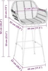 thumbnail of vidaXL Barstuhl 2 pcs Schwarz 55 x 52 x 92 cm Rattan und Eisen