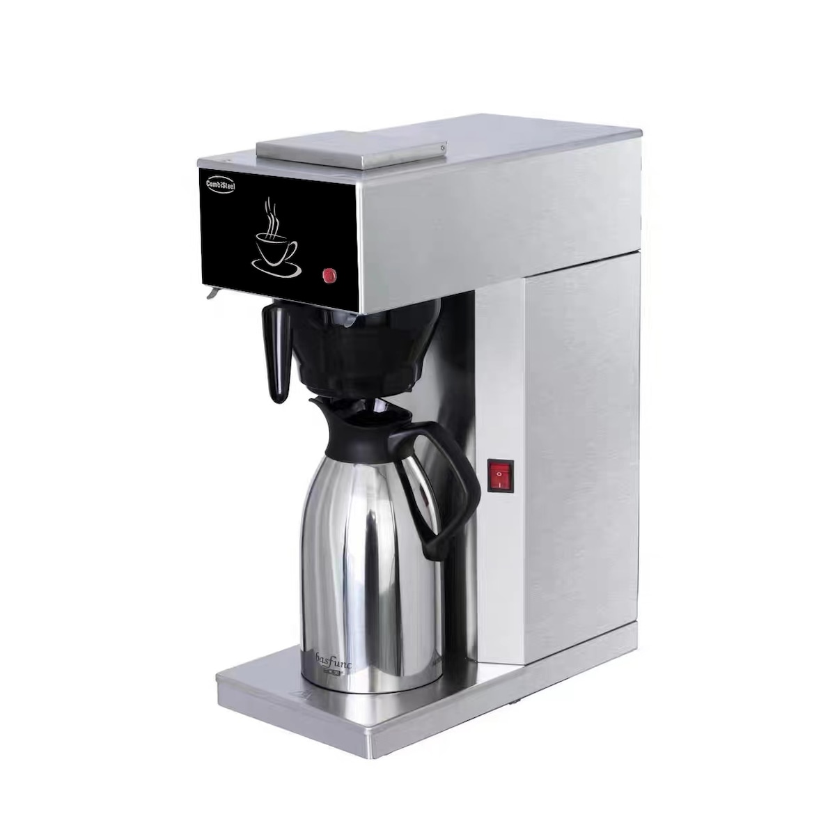 Kaffeemaschine inkl. 2 Liter Thermoskanne | HxBxT 53x20,5x40,5cm | Edelstahl + CHEFGASTRO Geschirrtuch