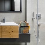 thumbnail of Relaxdays Drahtkorb mit Henkel, rund, Aufbewahrungskorb Metall & Holz, Utensilienkorb Küche, Bad, Wohnzimmer, schwarz