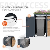 thumbnail of ML-Design Mülltonnenbox 4er Holzoptik mit Pflanzdach, für 4×240L, 264×80×124 cm, Stahl, wetterfest & abschließbar, Müllbox mit Tür