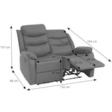thumbnail of 2er Kinosessel HWC-O62, Relaxsessel Fernsehsessel mit Armlehne, Liegefunktion Kunstleder ~ grau