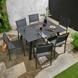thumbnail of Table de jardin carrée extensible en aluminium noir
