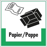 thumbnail of Aufkleber I Abfallkennzeichen Papier/Pappe, mit Symbol und Text, Folie, selbstklebend, 200x200mm