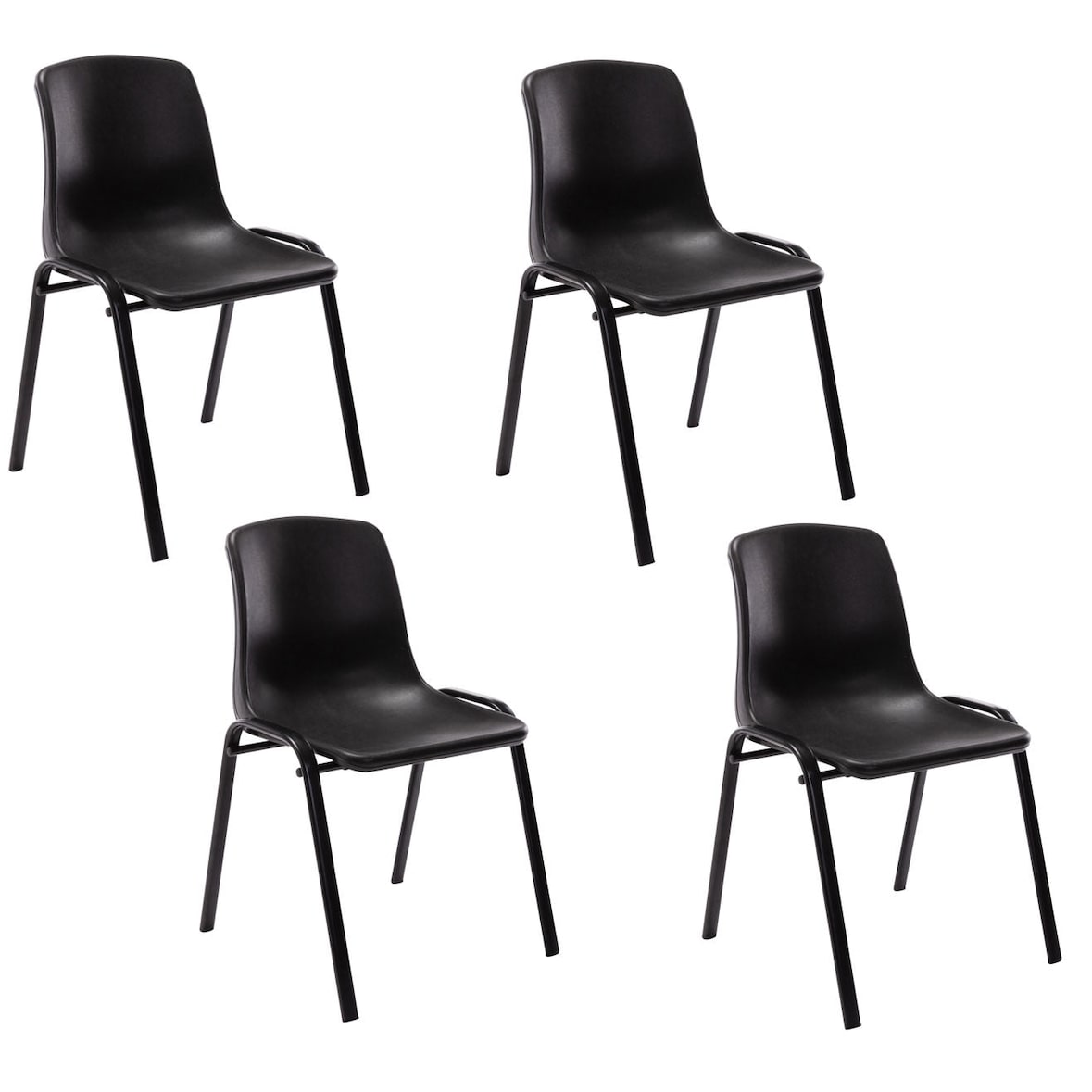 Décoshop26 -Set mit 4 stapelbaren Besucherwartezimmerstühlen aus schwarzem Kunststoff und Metall 10_0003206