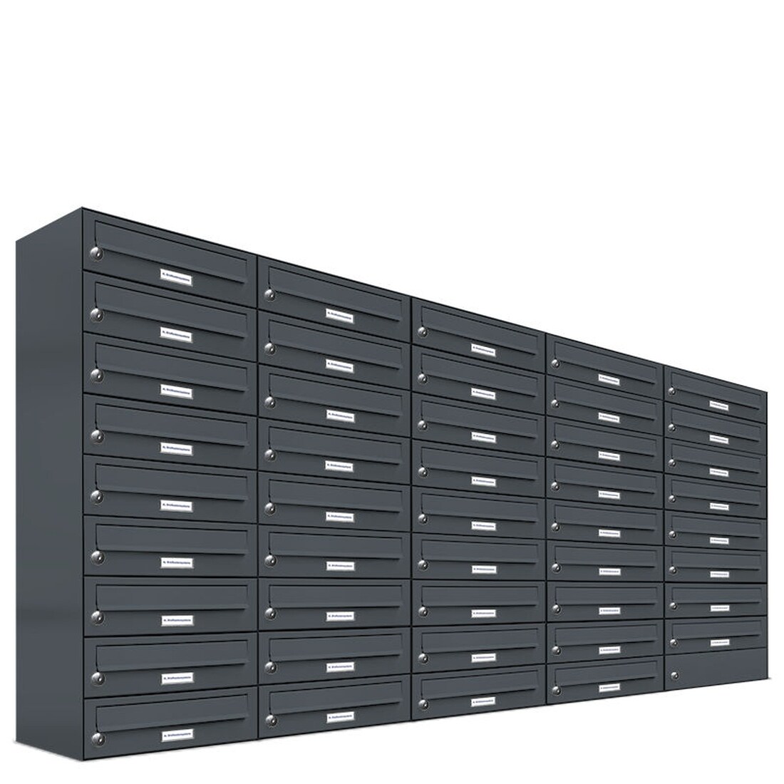 AL Briefkastensysteme 44 Fächer Premium Wand Briefkasten Anlage in RAL 7016 Anthrazit Grau, Post A4, robust, wetterfest, Artikelnummer: 132P44EA5P7016