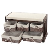 thumbnail of Panca cassettiera shabby vintage 5 ceste legno di paulonia 36x77x45cm marrone