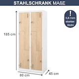 thumbnail of Umkleideschrank Spind OSLO - 4 Abteile mit Lüftungsschlitze | Umkleidespind Metall Schließfachschrank Garderobenspind, 185x80x45cm Weiß-Sonoma Eiche