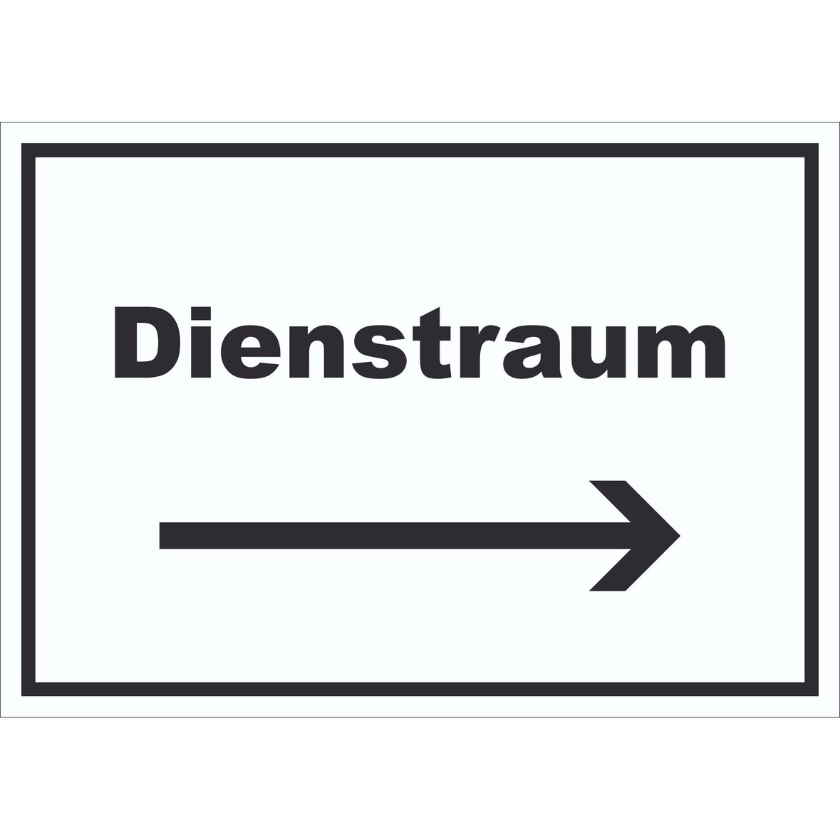 Dienstraum Schild mit Text und Richtungspfeil rechts Büro waagerecht A2 Rückseite selbstklebend