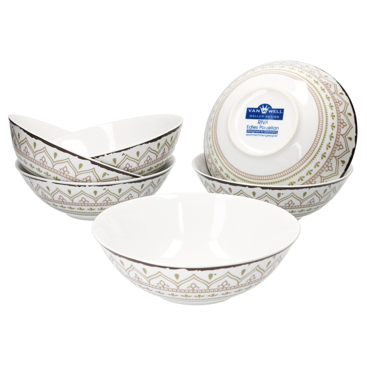 6er Set Müslischale Riva 18cm Porzellan