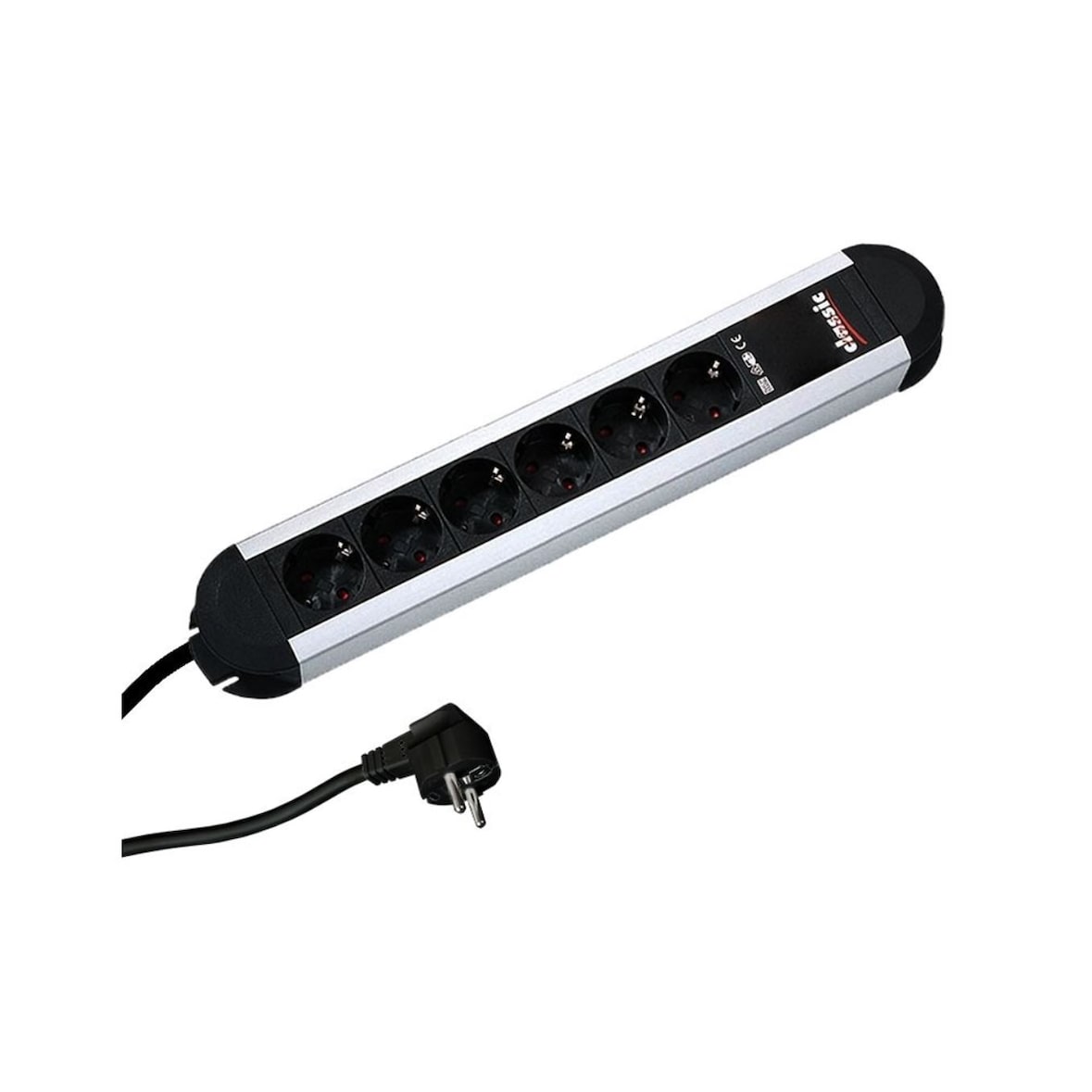 Bachmann Steckdosenleiste PRIMO ALU, 6-fach, schwarz, 2,0m, ohne Schalter
