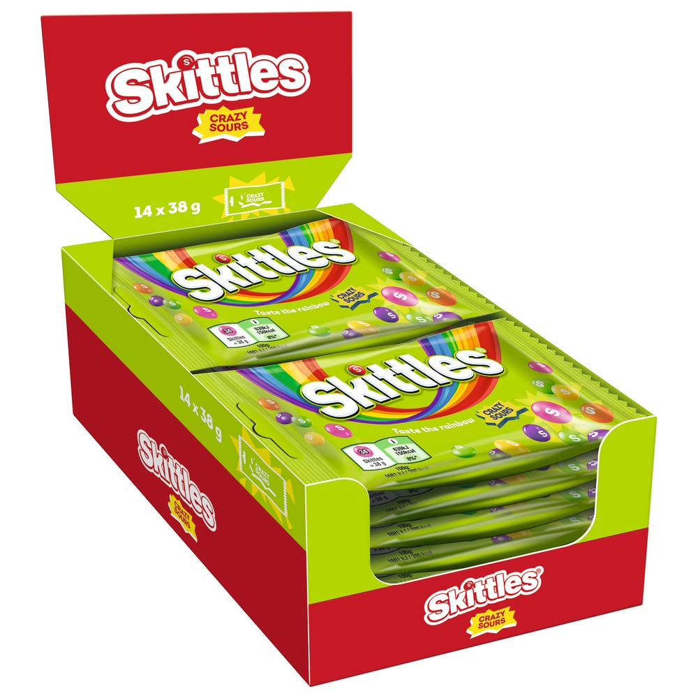 Skittles Crazy Sours Kaubonbons 14 x 38g (0,532kg)