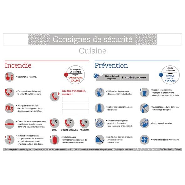 Consignes de sécurité pour cuisine en PVC - H 200x l 300 mm