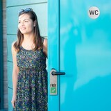 thumbnail of Relaxdays WC Schild, 4er Set, rund, Türschild zum Aufkleben, Ø 10 cm, Bad & Gäste-WC, Aluminium, Toilettenschild, silber