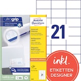 thumbnail of Avery Zweckform 3652 Universal-Etiketten, A4 mit ultragrip, Adressaufkleber, 70 x 42,3 mm, 100 Bogen/2.100 Etiketten, weiß