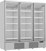thumbnail of Kühlschrank RHINO auf Rollen | 3x Glastür + LED | 1530 Liter, HxBxT 199,7x188x71cm | 0/+10°C | Grau | + CHEFGASTRO Geschirrtuch