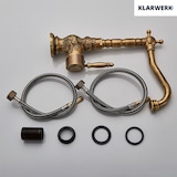 thumbnail of JULIAN | Torneira de cozinha vintage premium de latão escovado | misturadora retro de aço inoxidável para cozinha Gastro | 2 portas giratórias em 360°