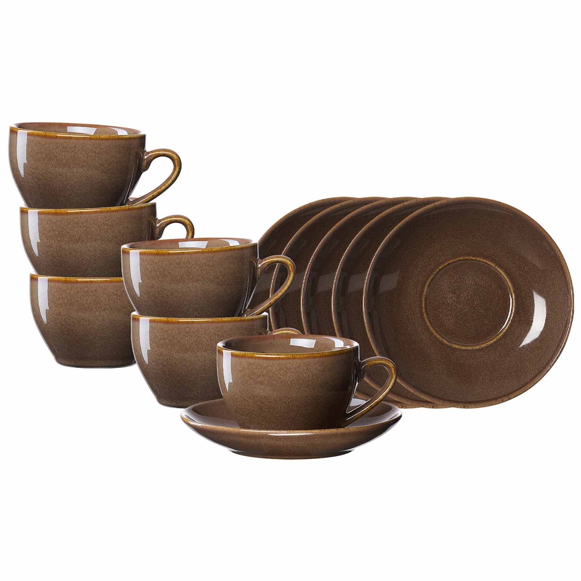 Ritzenhoff & Breker Sahara Kaffeetasse mit Untertasse 6er Set - Dunkelbraun