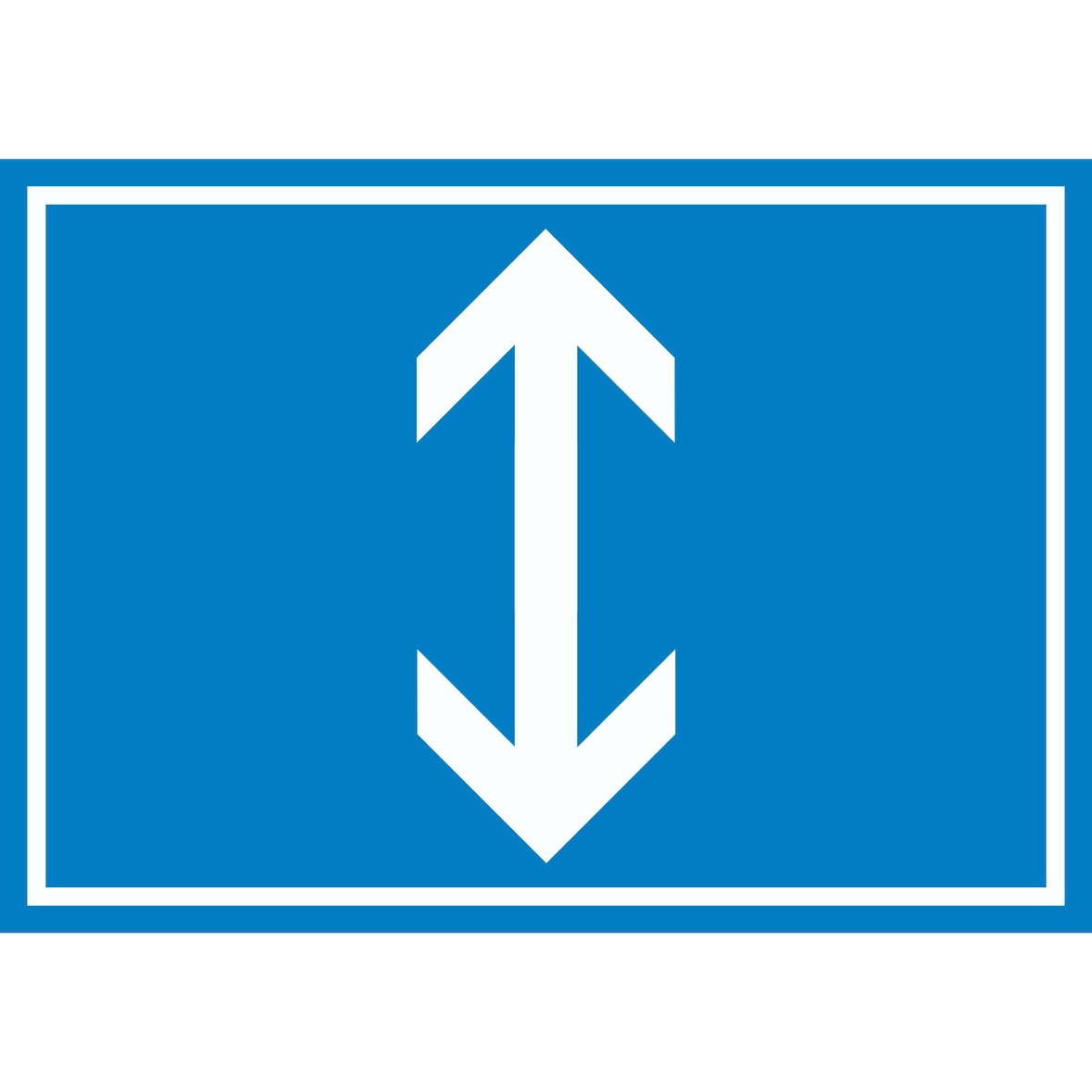 Richtungspfeil hoch runter Schild waagerecht weiss blau Pfeil A1 Rückseite selbstklebend