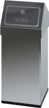 thumbnail of PROREGAL Eckiger Edelstahl Abfallbehälter Haiti mit Push-Deckel | 55 Liter, HxBxT 77x30x30cm | Silber
