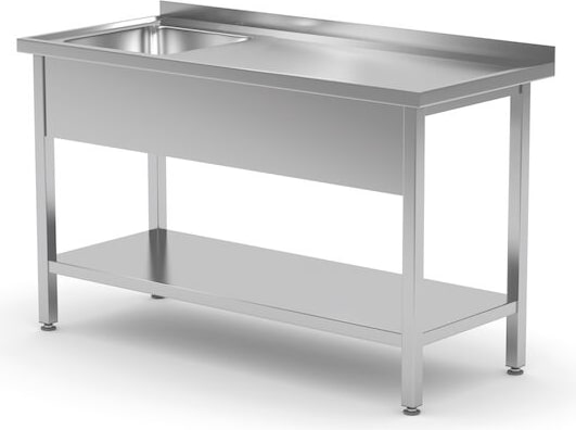 Table d'évier avec étagère – vissée, profondeur 700 mm, HENDI, Profi ...