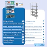 thumbnail of SimonRack Metallregal, 1800x800x400 mm, 5 Ebenen, Metallboden, 180 kg Biegepunkt, Blau/Weiss - Simonclick