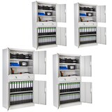 thumbnail of tectake 4 armarios archivadores con cierre de seguridad, 5 alturas + 2 cajones 180x90x40cm  Gris