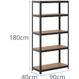 thumbnail of MSW - Stellingkast - 90 x 40 x 180 cm - voor 5 x 175 kg - Zwart - 2 st.