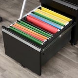 thumbnail of Rollcontainer Büroschrank Stahl Schwarz 39x48x60 cm mit 3 Schubladen und Rollen abschließbar, zentrale Verriegelung, für Büro und Home Office